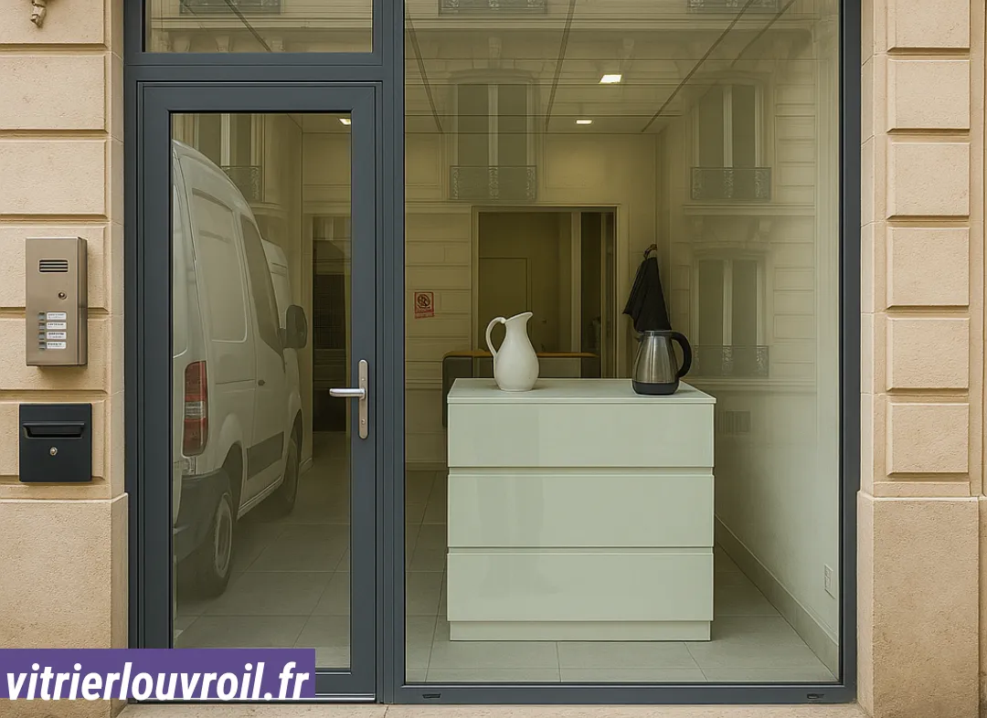Façade vitrine de magasin en aluminium sur mesure à Louvroil